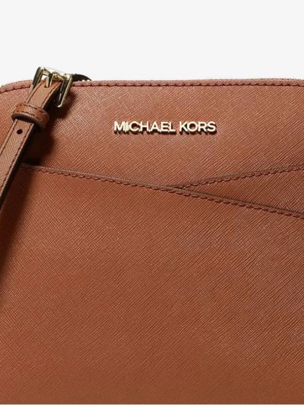 Michael Kors Tan Saffiano Leather Crossbody with Gold Hardware